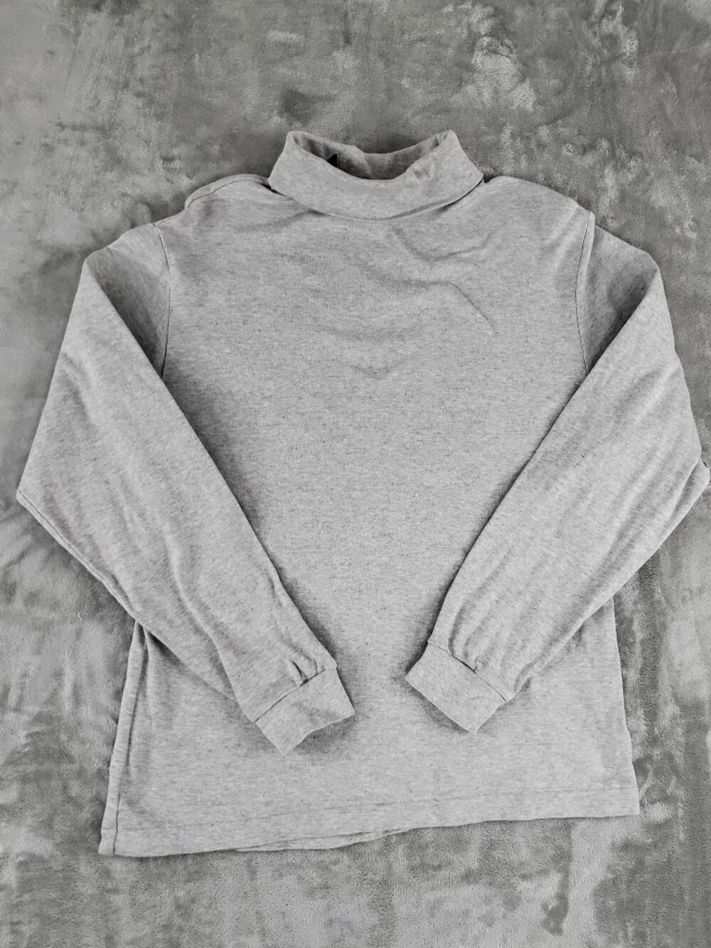 Vintage Eddie Bauer Gray Cotton Turtleneck Long Sleeve Made in USA M Medium